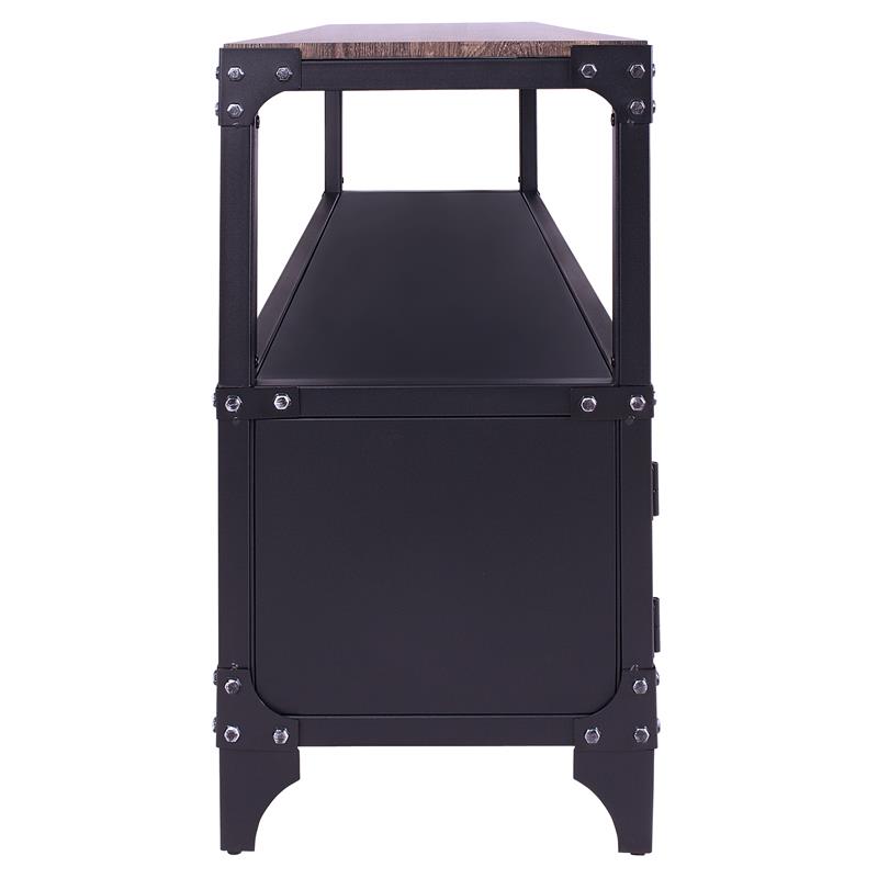 Furniture of America Jordun Industrial Metal 60-in TV Stand in Sand Black