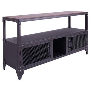 Furniture of America Jordun Industrial Metal 60-in TV Stand in Sand Black