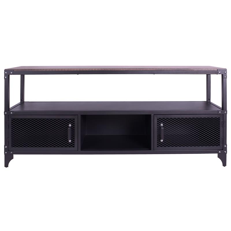 Furniture of America Jordun Industrial Metal 70-in TV Stand in Sand Black