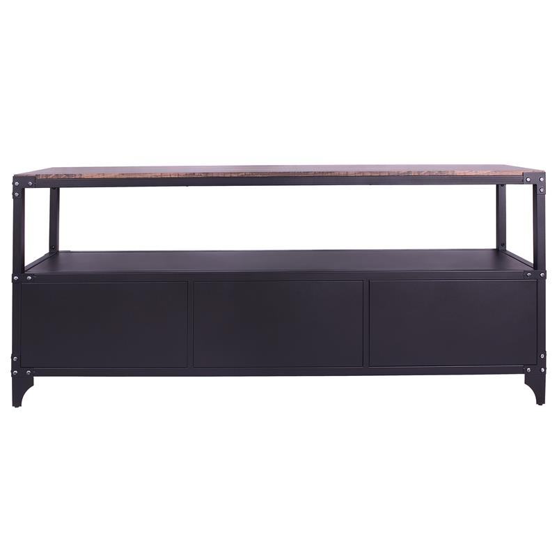 Furniture of America Jordun Industrial Metal 70-in TV Stand in Sand Black