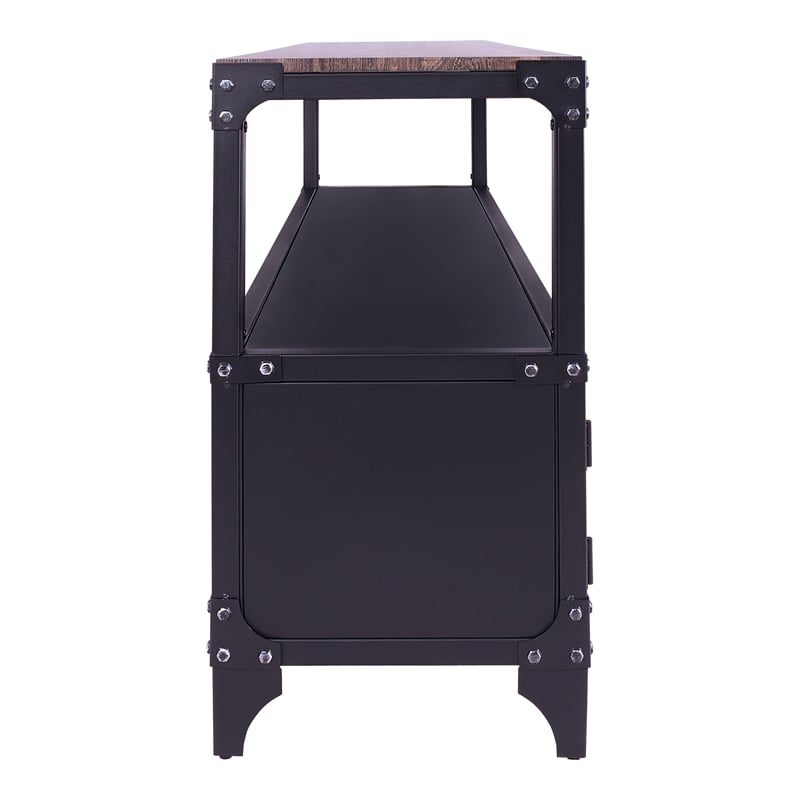 Furniture of America Jordun Industrial Metal 70-in TV Stand in Sand Black