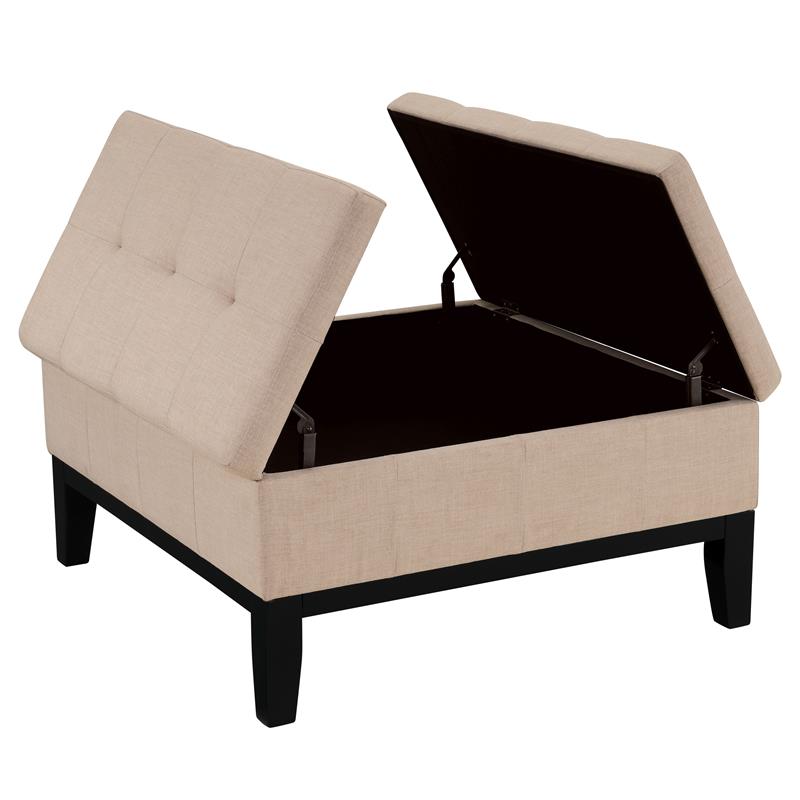 Furniture of America Fernee Transitional Fabric Storage Ottoman in Beige
