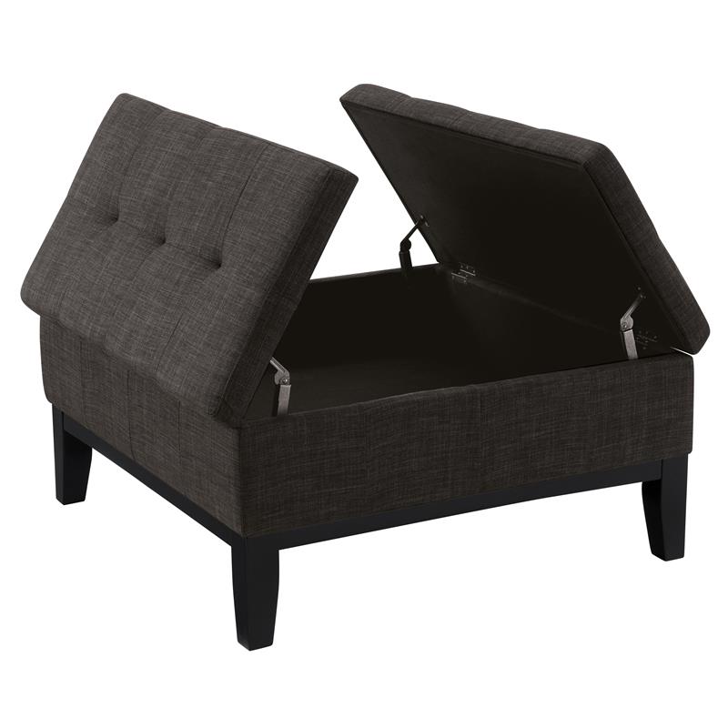 Furniture of America Fernee Transitional Fabric Storage Ottoman in Gray