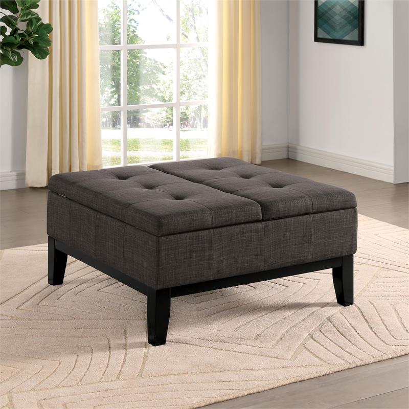 Furniture of America Fernee Transitional Fabric Storage Ottoman in Gray