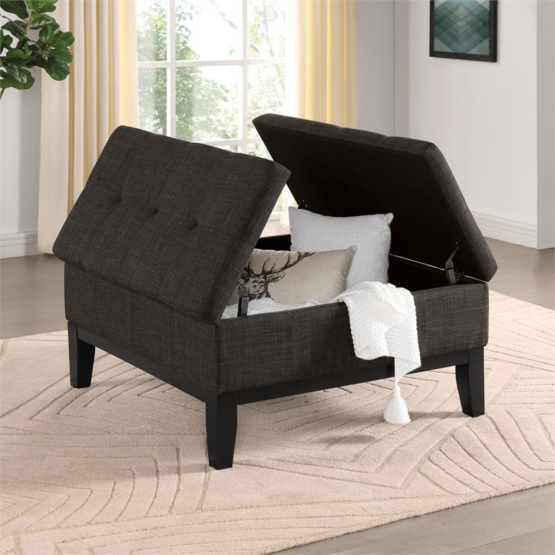Furniture of America Fernee Transitional Fabric Storage Ottoman in Gray