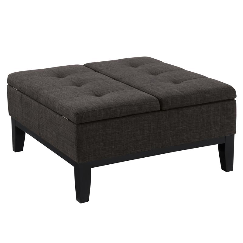Furniture of America Fernee Transitional Fabric Storage Ottoman in Gray