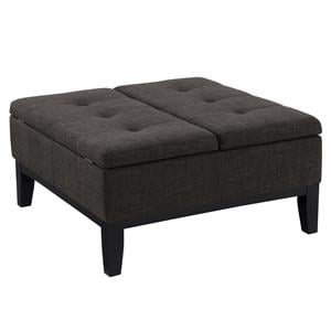 Furniture of America Fernee Transitional Fabric Storage Ottoman in Gray