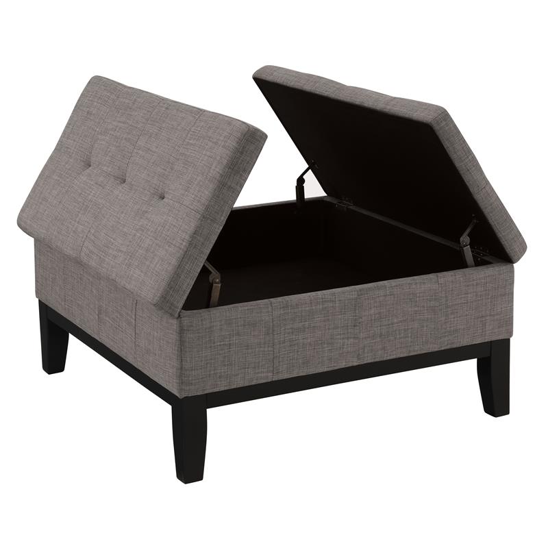 Furniture of America Fernee Transitional Fabric Storage Ottoman in Light Gray