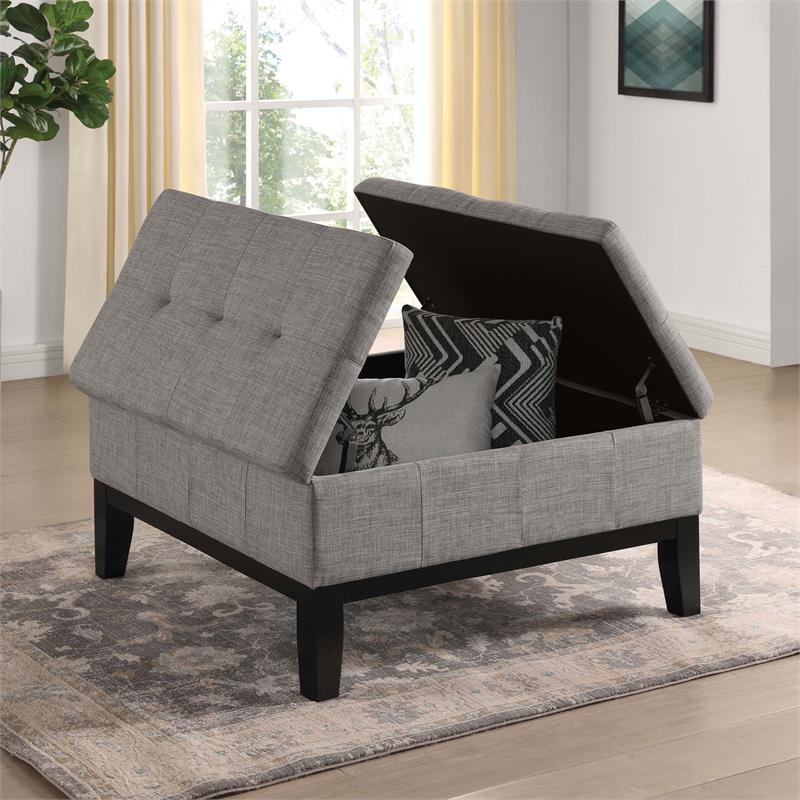Furniture of America Fernee Transitional Fabric Storage Ottoman in Light Gray
