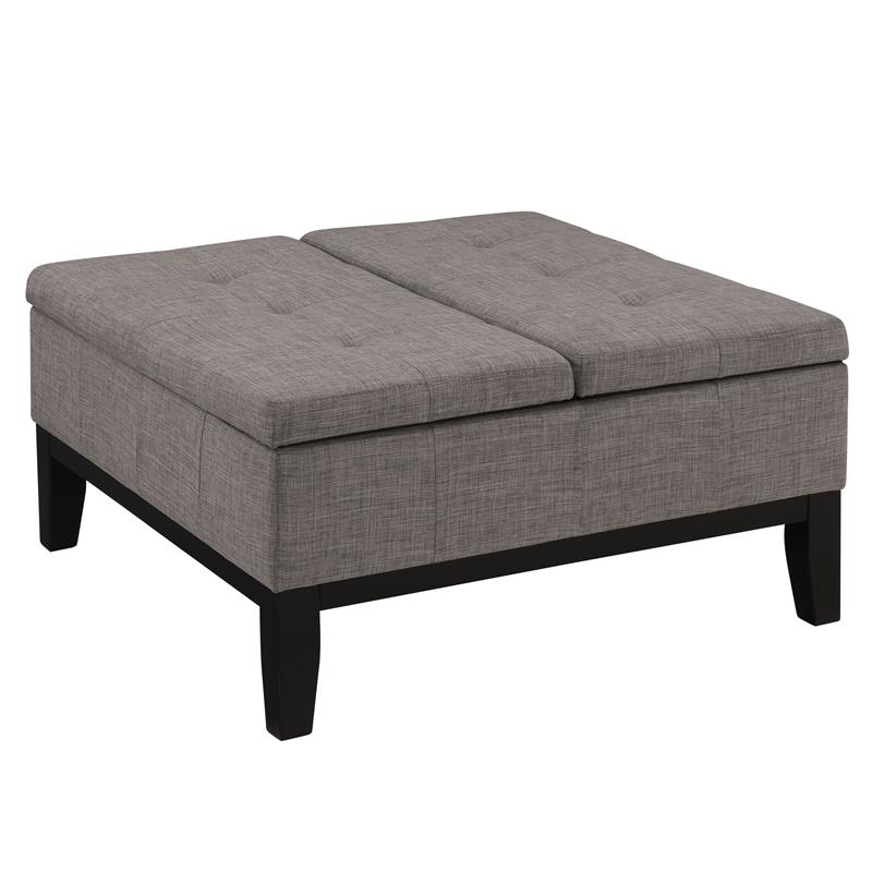 Furniture of America Fernee Transitional Fabric Storage Ottoman in Light Gray