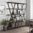 Furniture of America Edz Rustic Metal 5-Shelf Bookcase in Oak and Gun Metal