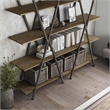 Furniture of America Edz Rustic Metal 5-Shelf Bookcase in Oak and Gun Metal