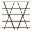 Furniture of America Edz Rustic Metal 5-Shelf Bookcase in Oak and Gun Metal