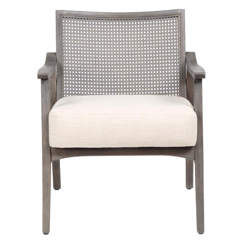 Furniture of America Averill Wood Cushioned Accent Chair in Gray Wash