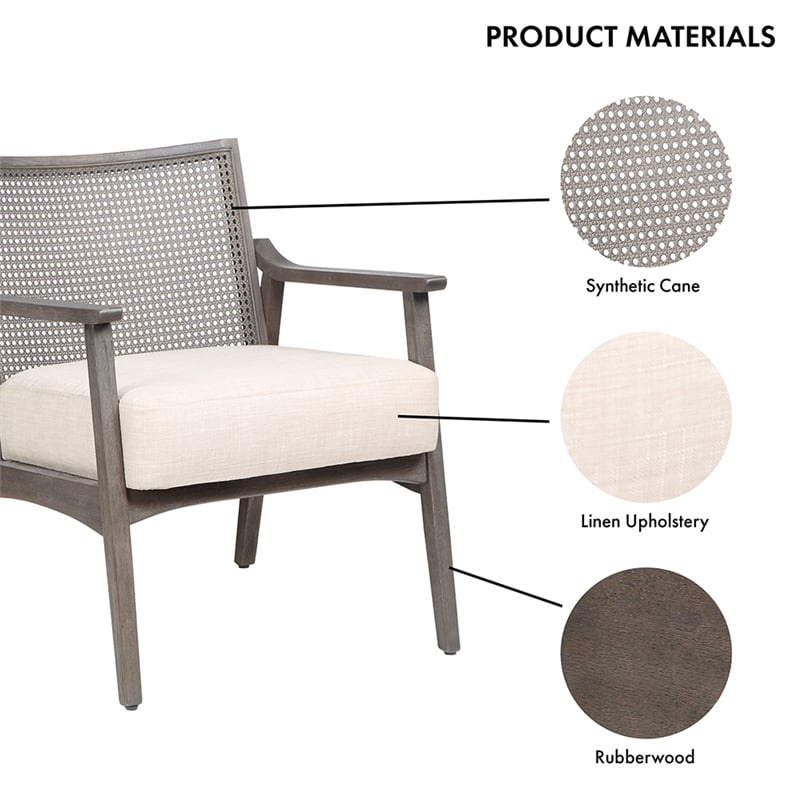 Furniture of America Averill Wood Cushioned Accent Chair in Gray Wash