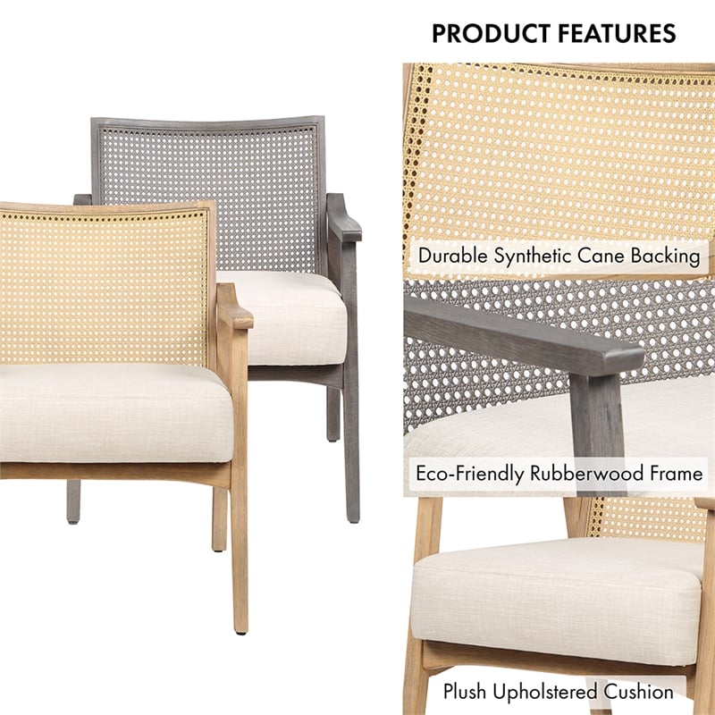 Furniture of America Averill Wood Cushioned Accent Chair in Gray Wash