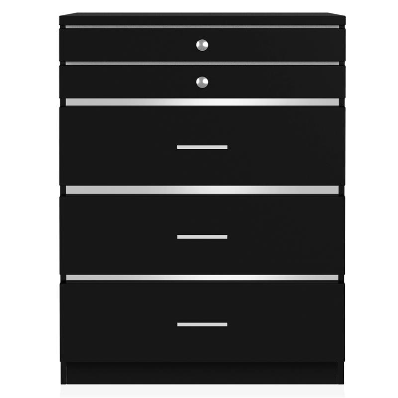 Furniture of America Lita Contemporary Wood 5-Drawer Vanity Chest in Black