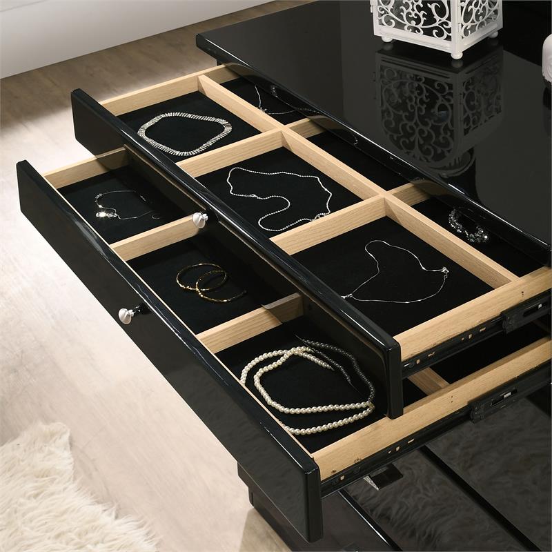 Furniture of America Lita Contemporary Wood 5-Drawer Vanity Chest in Black