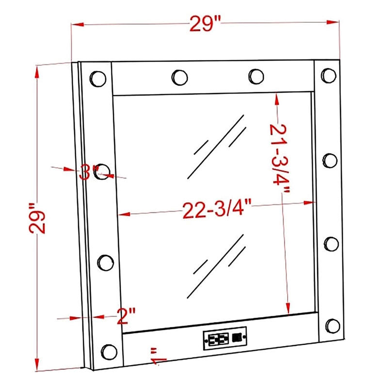 Furniture of America Lita Contemporary Wood Vanity Mirror with Bulbs in Black