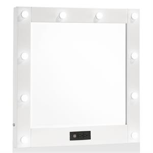 Furniture of America Lita Contemporary Wood Vanity Mirror with Bulbs in White