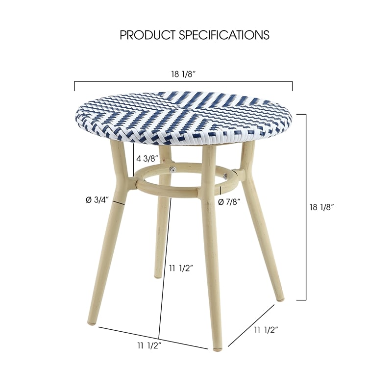 Furniture of America Dakie Aluminum 3pc Patio Chair and Table Set in Navy