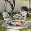 Furniture of America Dakie Aluminum 3pc Patio Chair and Table Set in Navy