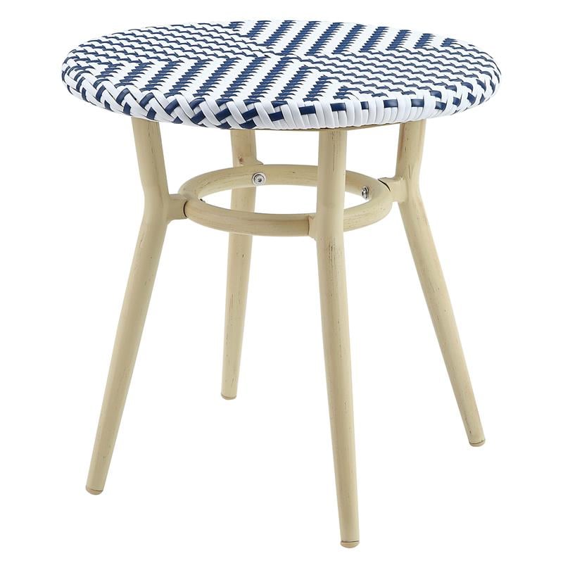 Furniture of America Dakie Aluminum 3pc Patio Chair and Table Set in Navy