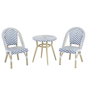 Furniture of America Dakie Aluminum 3pc Patio Chair and Table Set in Navy