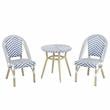 Furniture of America Dakie Aluminum 3pc Patio Chair and Table Set in Navy