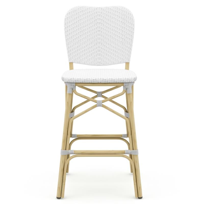 Furniture of America Adino Aluminum Patio Bar Chair in White (Set of 2)