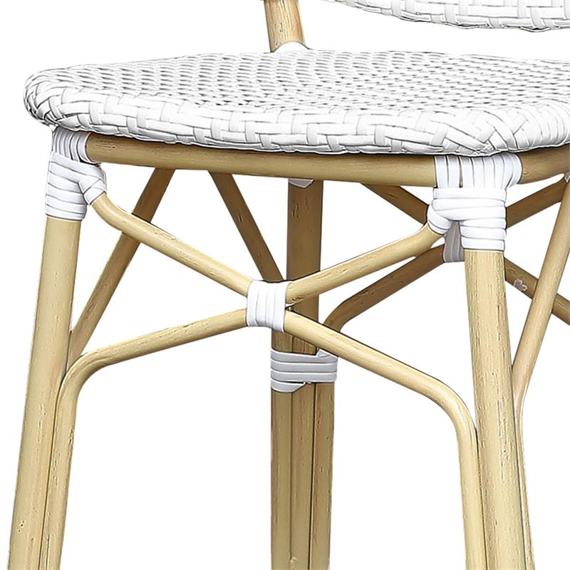 Furniture of America Adino Aluminum Patio Bar Chair in White (Set of 2)