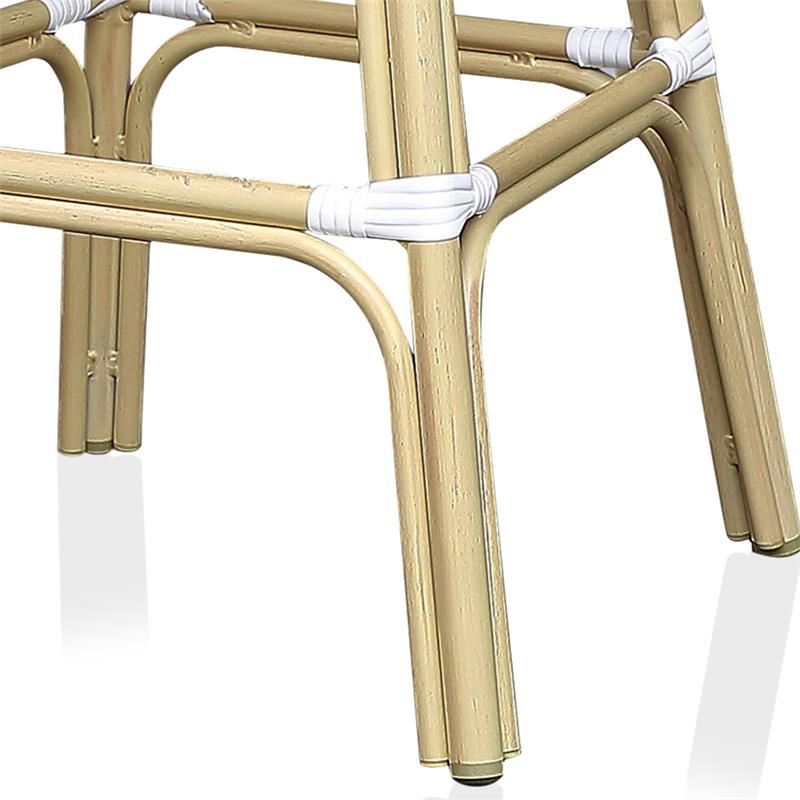 Furniture of America Adino Aluminum Patio Bar Chair in White (Set of 2)