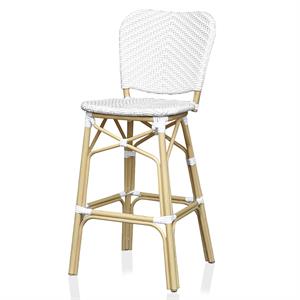 furniture of america adino aluminum patio bar chair in white (set of 2)