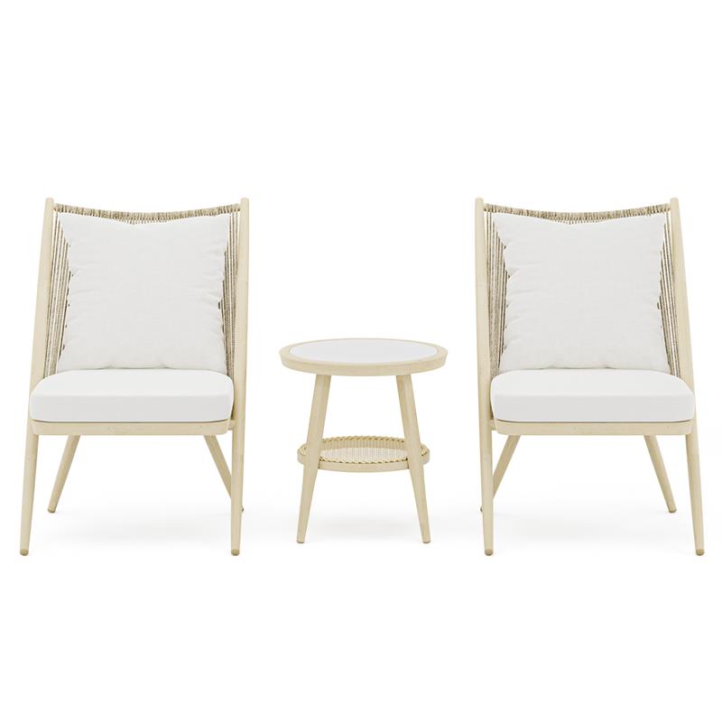 Furniture of America Chauncy Aluminum 3-Piece Outdoor Bistro Set in Natural Tone