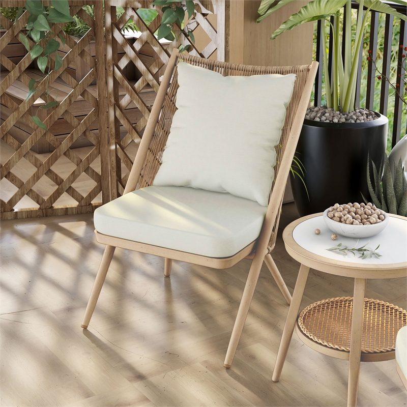 Furniture of America Chauncy Aluminum 3-Piece Outdoor Bistro Set in Natural Tone