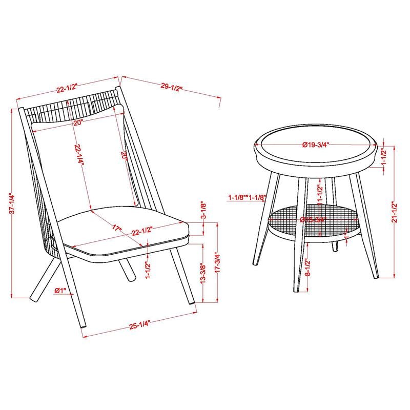 Furniture of America Chauncy Aluminum 3-Piece Outdoor Bistro Set in Natural Tone