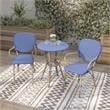 Furniture of America Hamner Aluminum 3-Piece Outdoor Bistro Set in Blue