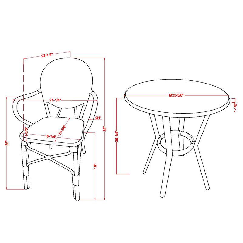 Furniture of America Hamner Aluminum 3-Piece Outdoor Bistro Set in White