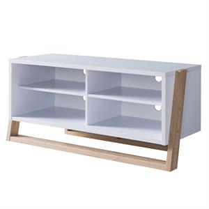 Furniture of America Kente Contemporary Wood 4-Shelf TV Stand in Natural Tone