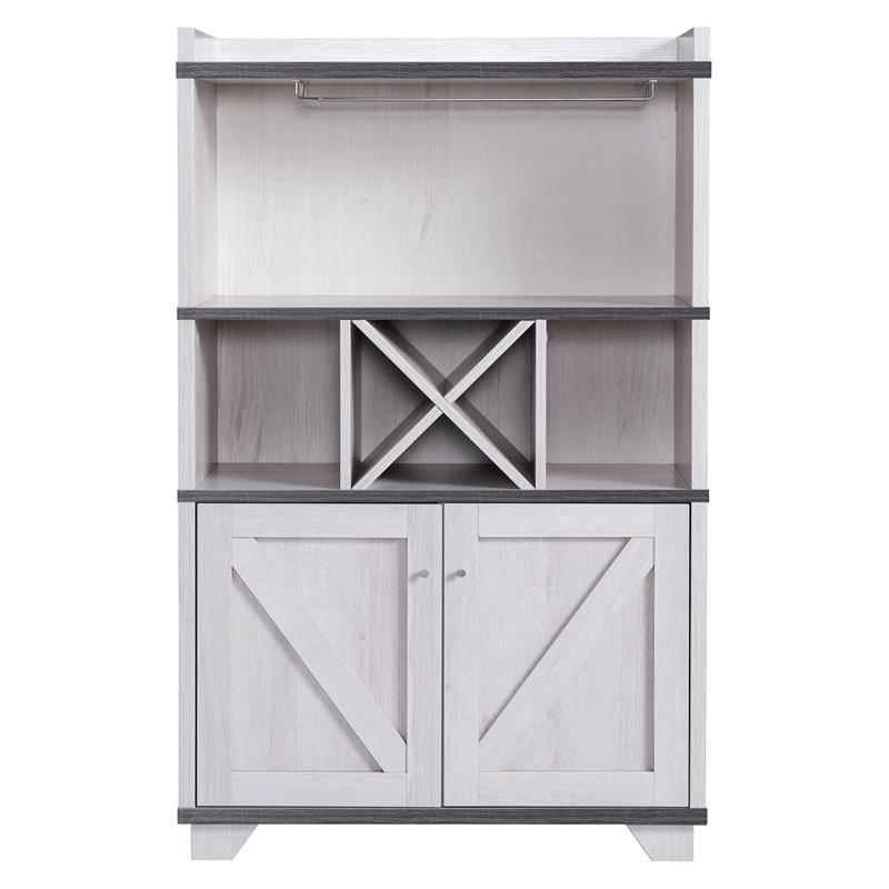 Furniture of America Glamdon Farmhouse Wood 4-Bottle Wine Rack in White Oak