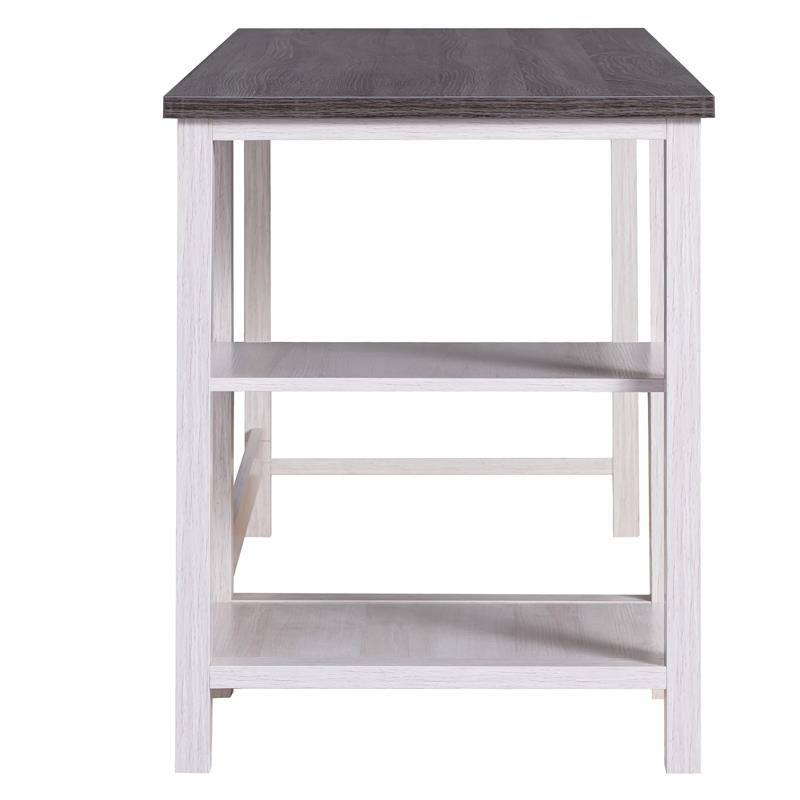 Furniture of America Cressida Modern Wood Desk with Shelves in White Oak