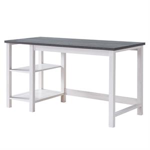 furniture of america cressida modern wood desk with shelves in white oak