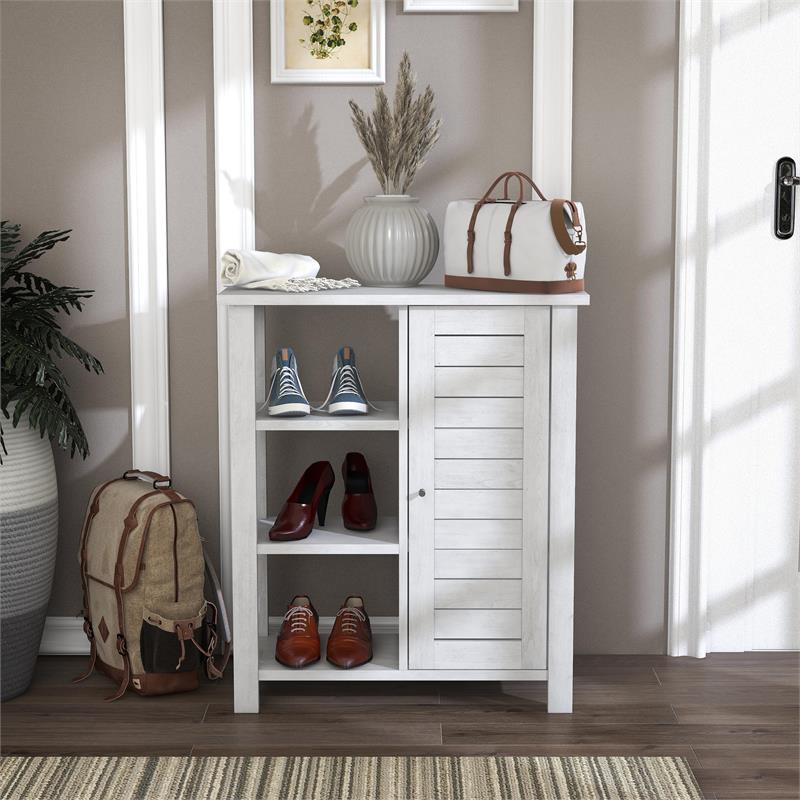 Furniture of America Dionee Modern Wood 6-Shelf Shoe Cabinet in White Oak