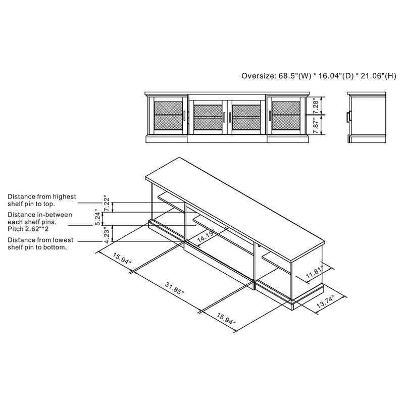 Furniture of America Einez Transitional Wood 6-Shelf TV Stand in Reclaimed Oak