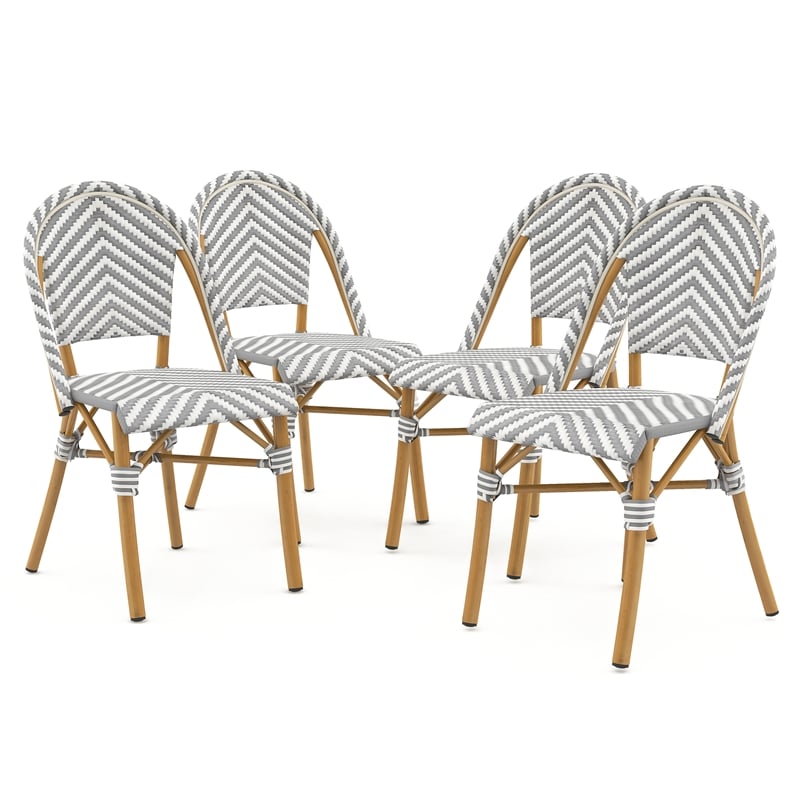 Furniture of America Acti Modern Aluminum Patio Dining Chair in Gray (Set of 4)