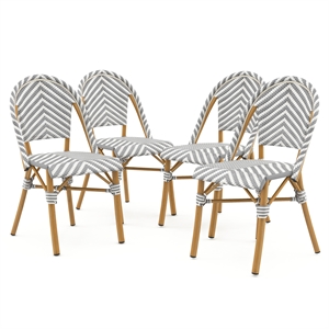 Furniture of America Acti Modern Aluminum Patio Dining Chair in Gray (Set of 4)