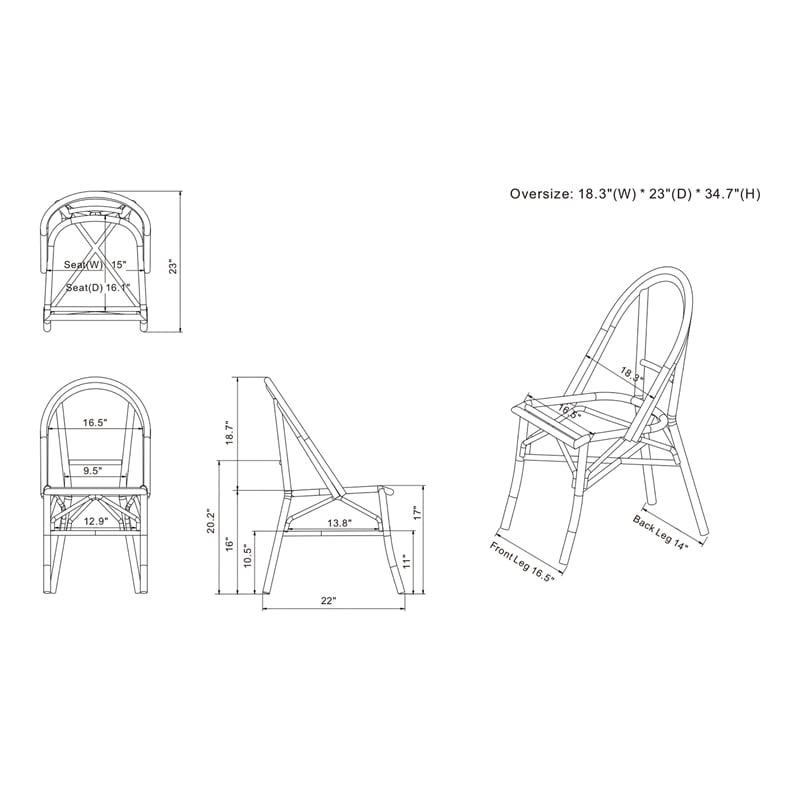 Furniture of America Acti Modern Aluminum Patio Dining Chair in Gray (Set of 4)