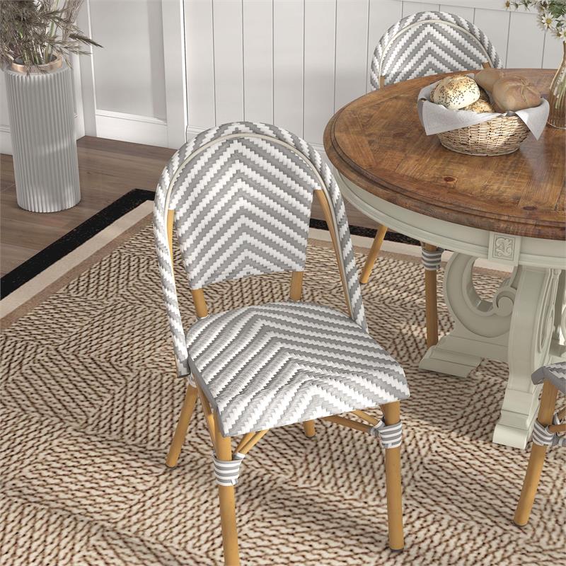 Furniture of America Acti Modern Aluminum Patio Dining Chair in Gray (Set of 4)