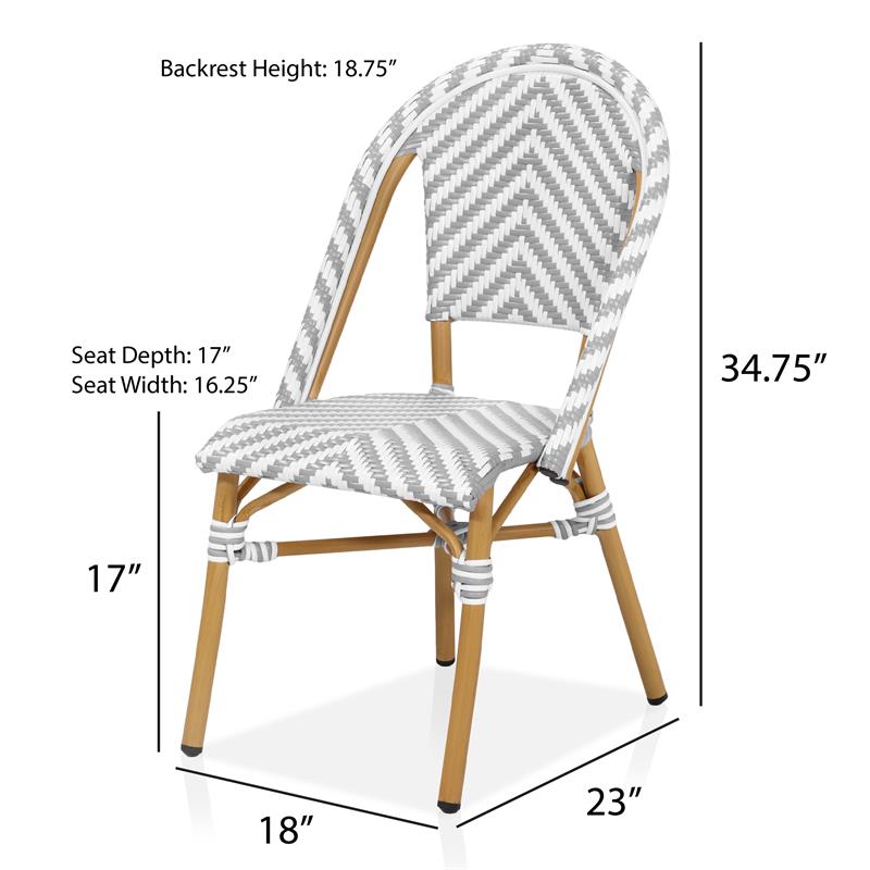 Furniture of America Acti Modern Aluminum Patio Dining Chair in Gray (Set of 4)