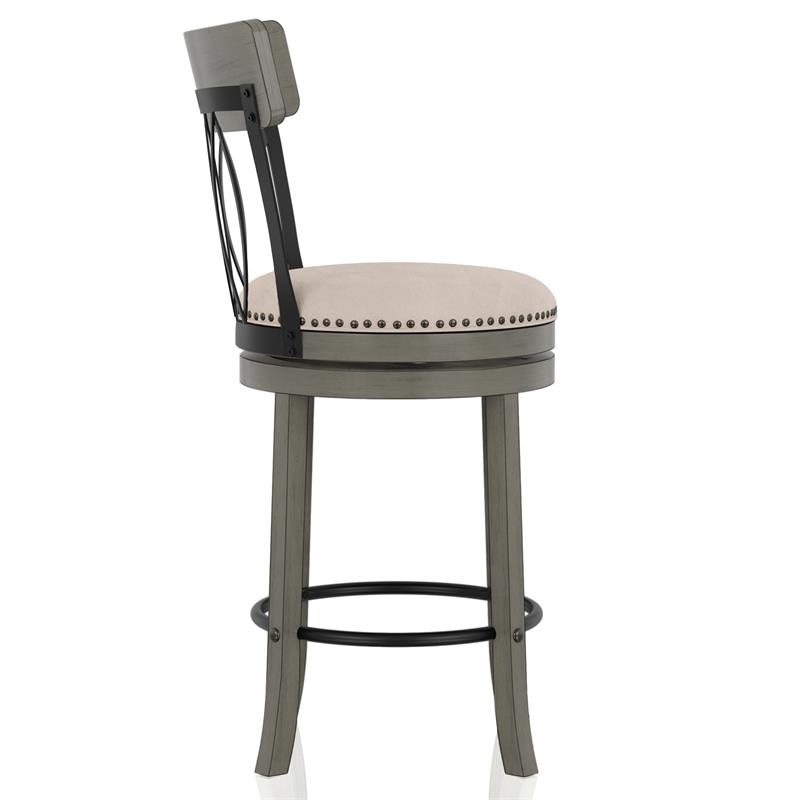 Furniture of America Beka Wood 24Inch Swivel Bar Stool in Light Gray
